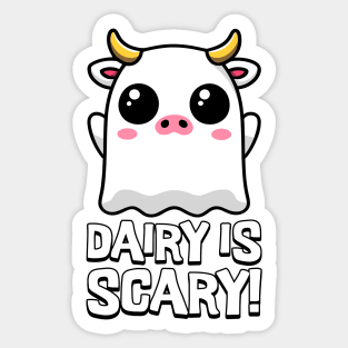 Dairy Is Scary! Cute Ghost Cow Cartoon Sticker